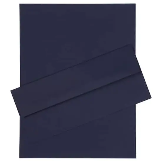 JAM Paper 8" x 11.5" Letter Paper & Envelopes #10 Business Stationery Set, 50ct. Navy Blue {1}