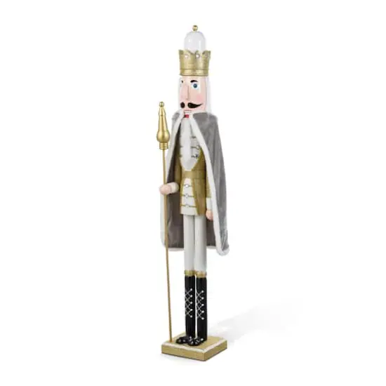 Glitzhome® 42"H Wooden Christmas Gold Dressed King Nutcracker {7}