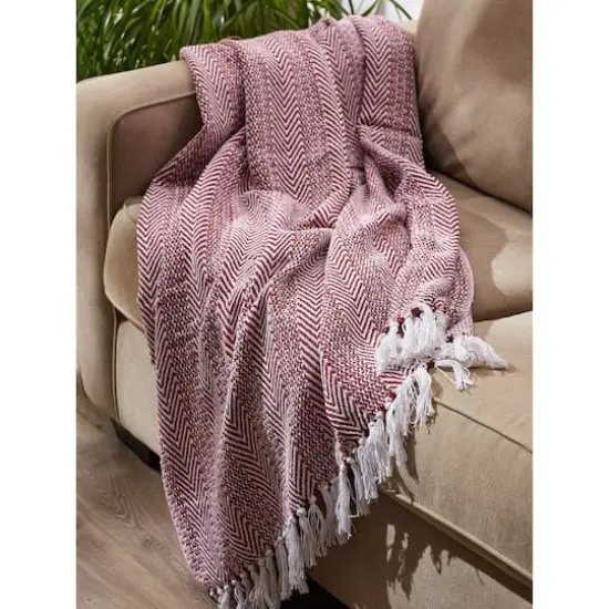 DII&reg; Barn Red Herringbone Stripe Throw {5}