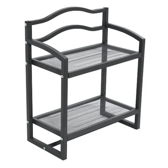 Household Essentials 2-Tier Metal Wall Mount Bathroom Shelf Gray {6}