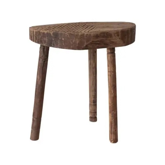 Hello Honey&reg; 18" Natural Distressed Found Reclaimed Wood Stool {6}