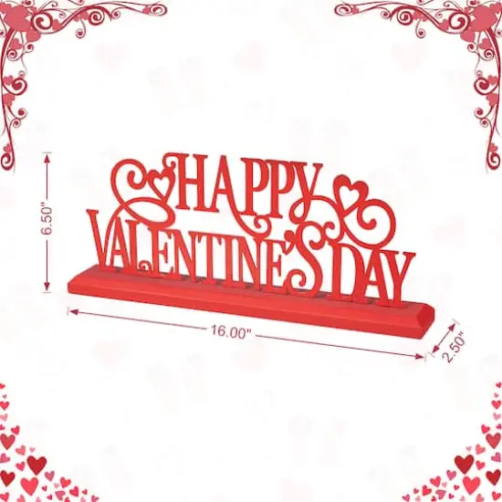 Glitzhome® 16" Wooden & Metal Happy Valentine's Day Table Décor {9}