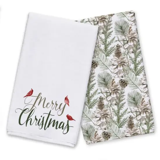 Merry Christmas Cardinals Tea Towel Set {1}