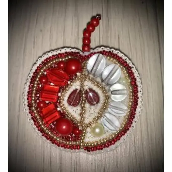 Crystal Art Beadwork Kit For Creating Brooch Red Apple {3}