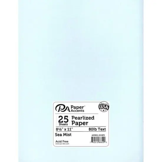 PA Paper&trade; Accents Pearlized 8.5" x 11" 80lb. Paper, 25 Sheets Sea Mist {1}