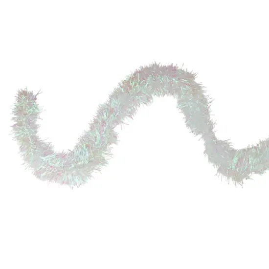 50ft. White Iridescent Tinsel Garland {4}