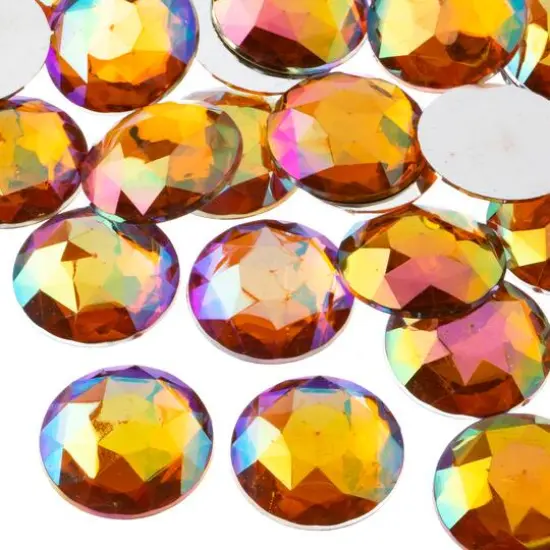 John Bead 25mm AB Acrylic Round Flat Back Rhinestones, 100ct. Orange AB {1}