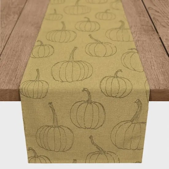 72'' Mustard Yellow Pumpkin Pattern Cotton Twill Runner {1}