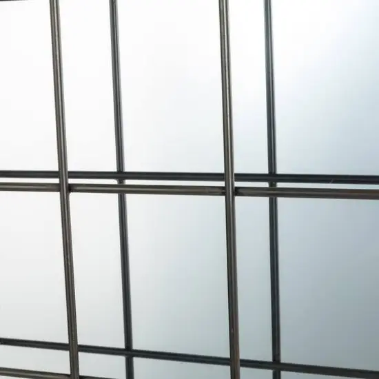 Glitzhome&reg; 31.5" Farmhouse Wooden & Metal Windowpane Rectangular Wall Mirror {6}