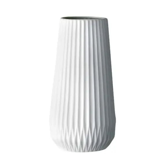 Hello Honey&reg; 11.5" Tall White Ceramic Fluted Vase {1}