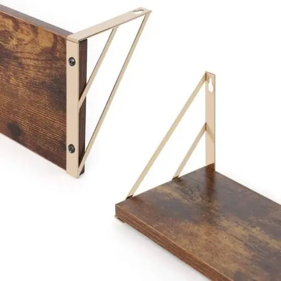 Rustic Wood Wall Shelves Set {4}