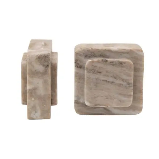 Hello Honey&reg; Square Marble Bookends Set Beige {5}
