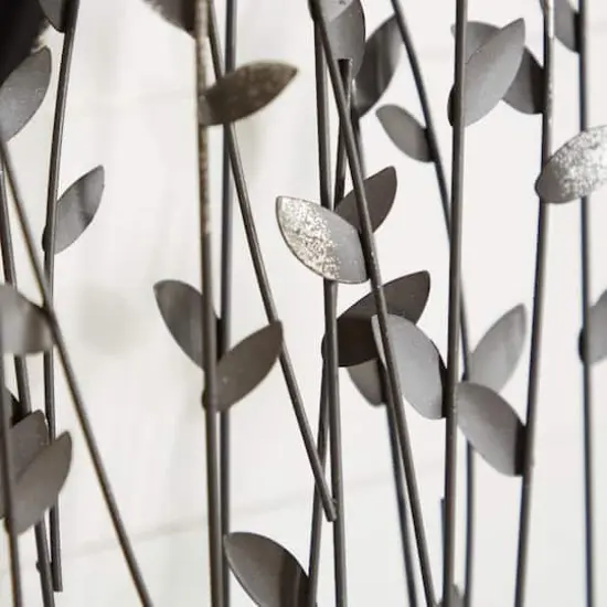 31" Black Iron Contemporary Decorative Plant Sculpture {3}