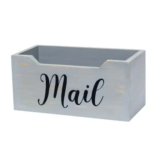 Elegant Designs Decorative Script Word Mail Organizer Box Gray Wash {1}