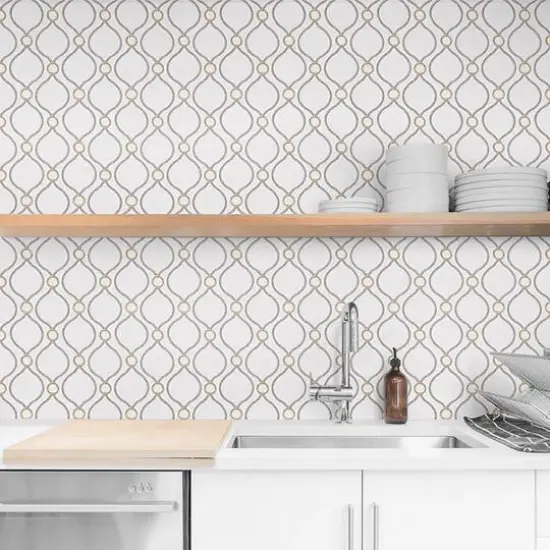 Surface Style Curveball Peel & Stick Wallpaper Platinum {7}