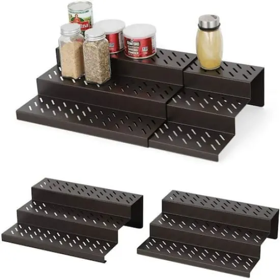 NEX&trade; Brown Adjustable 3-Tier Kitchen Storage Racks, 2ct. {5}