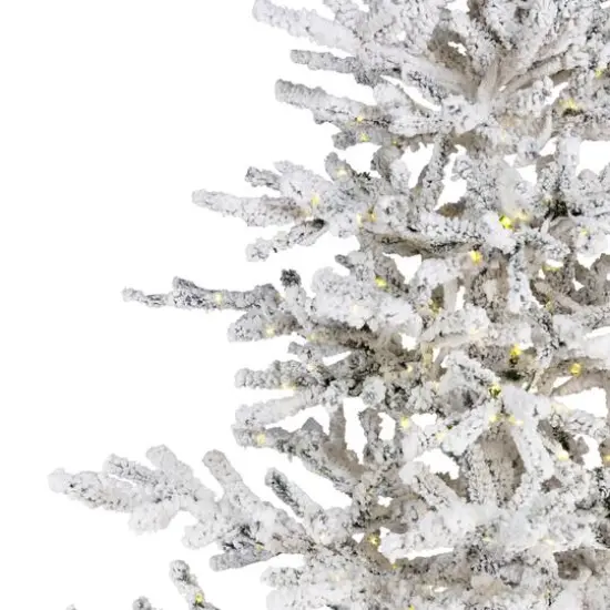7.5ft. Pre-Lit Medium IPT Artificial Flocked Garden Christmas Tree, Warm White LED Lights {5}
