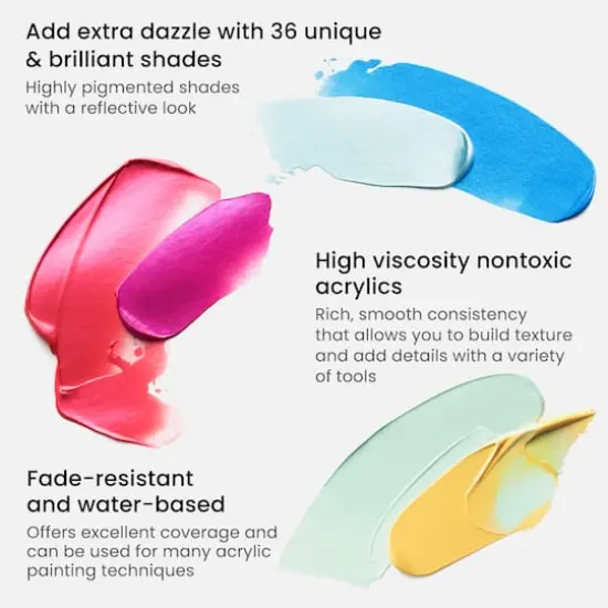 Arteza&reg; 36 Color Metallic Acrylic Paint Set {5}