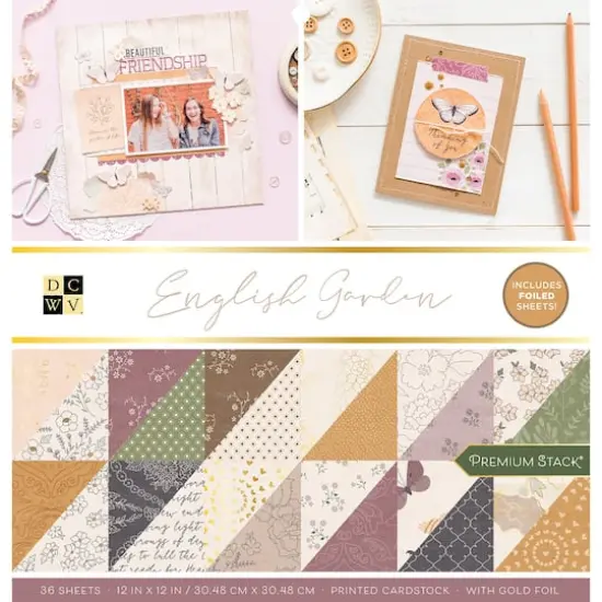 DCWV&reg; English Garden Cardstock Premium Stack, 12" x 12" {3}
