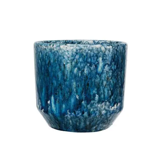 Hello Honey&reg; 7.75" Blue Crackle Glaze Decorative Terra Cotta Planter {4}