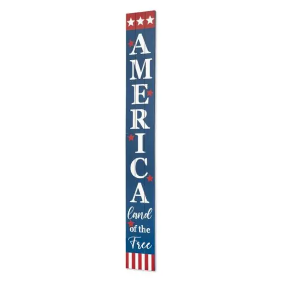 Glitzhome&reg; 60" Wooden Patriotic America Porch Sign {6}