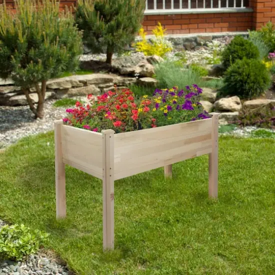 4ft. Natural Wood Raised Garden Bed Planter Box With Liner {3}