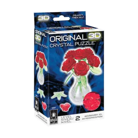 Original 3D Crystal Puzzle&trade; Roses in a Vase 44 Piece Puzzle {3}