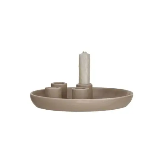 Hello Honey&reg; 8" Matte Tan Color Stoneware Advent Taper Candleholder {4}