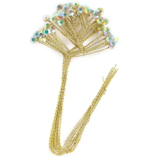 JAM Paper Rinestone Quintet, 12ct. Iridescent with Gold Stem {1}