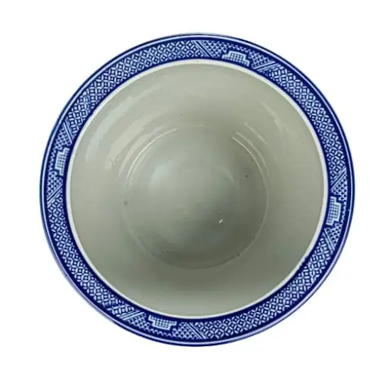 Hello Honey&reg; 12.25" Blue & White Hand-Painted Stoneware Planter {7}