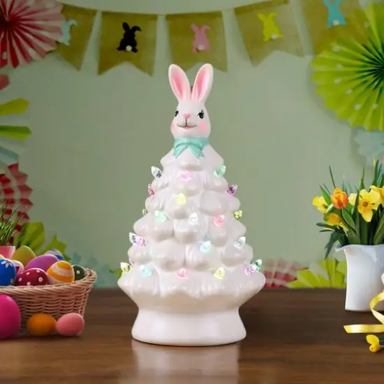 Mr. Cottontail White 8" Ceramic Easter Bunny Tree {3}
