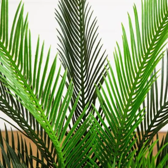 40in. UV Resistant Artificial Double Cycas Palm Tree in White Decorative Planter (Indoor/Outdoor) {8}