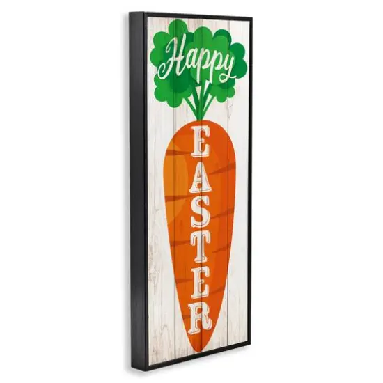 Stupell Industries Happy Easter Vertical Rustic Carrot Sign Phrase Framed Giclee Art Black {4}