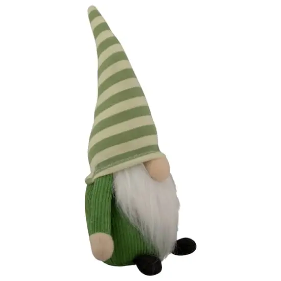 9" Green Striped Hat Boy Springtime Gnome {4}