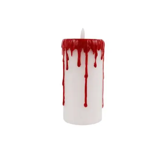 6" Red & White Dripping LED Wax Pillar Candle by Ashland&reg; {3}