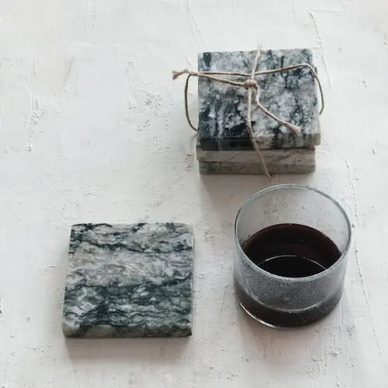 Hello Honey Black Monochrome M&eacute;lange Marble Coaster Set, 4ct. {3}