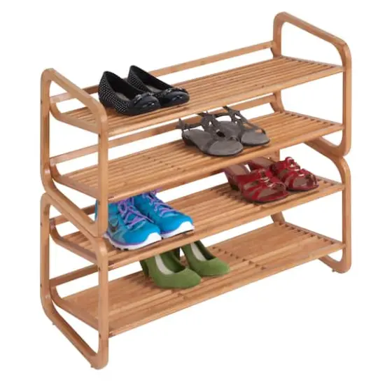 Honey Can Do 2 Tier Bamboo Shoe Rack {3}