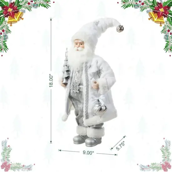 Glitzhome&reg; 18" Faux Fur Christmas Frosty Santa Figurine {9}