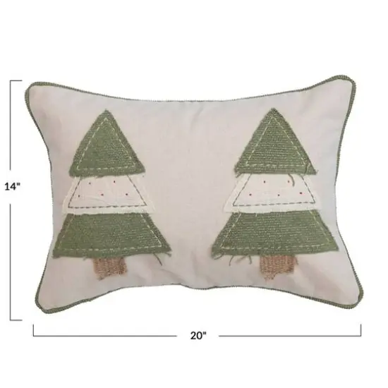 Hello Honey&reg; Green & Cream Cotton Lumbar Pillow with Appliqued Trees {5}