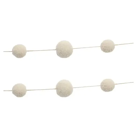 6ft. Ivory Pom Pom String Garlands, 2ct. {1}