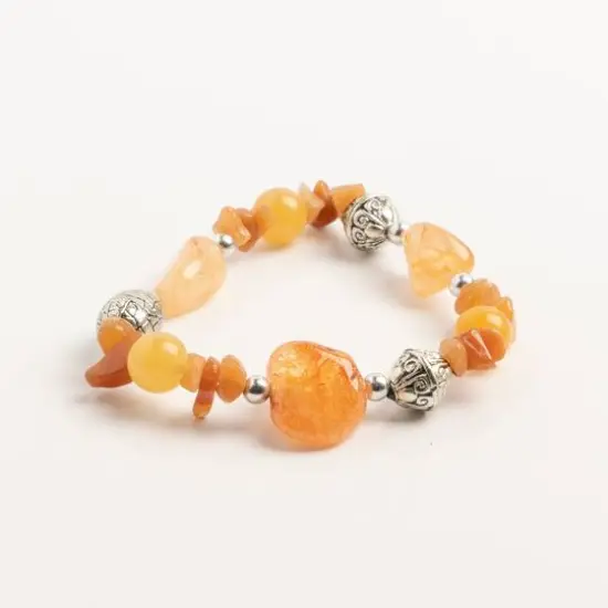 John Bead Crystal Orange-Dyed Citrine Natural Stone Bracelet {4}