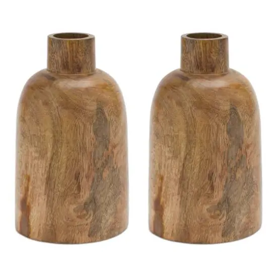 8.75" Mango Wood Bottle Vases, 2ct. {1}