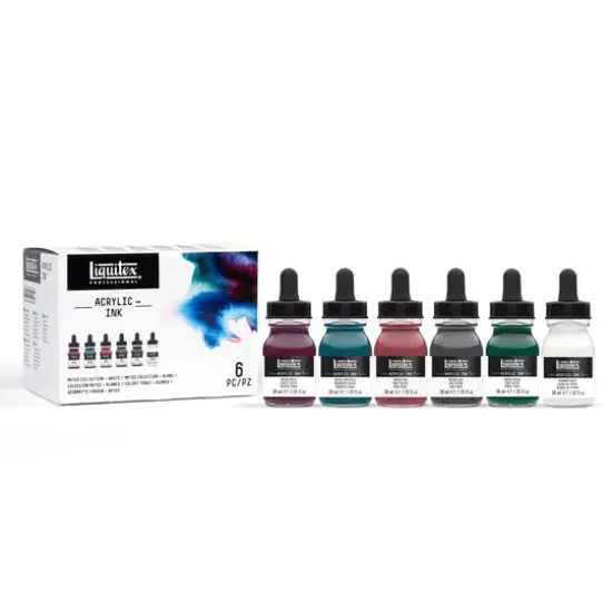 Liquitex&reg; Professional Acrylic Ink&trade; Muted Collection + White {3}