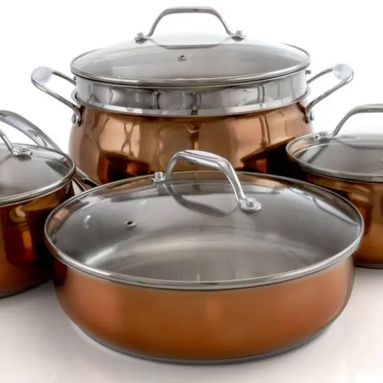 Oster Carabello Copper 9 Piece Stainless Steel Cookware Combo Set {6}