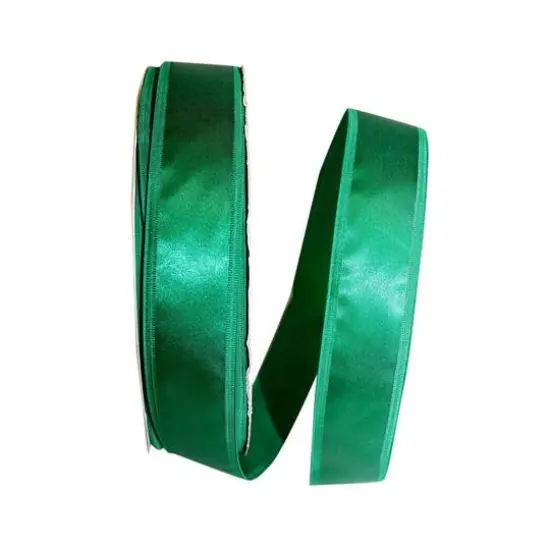 JAM Paper 1.5" x 100yd. Dyna Satin EZ Wired Ribbon Holiday Green {1}