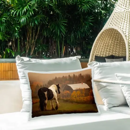 Stupell Industries Horse Overlooking Barn Outdoor Printed Pillow {3}