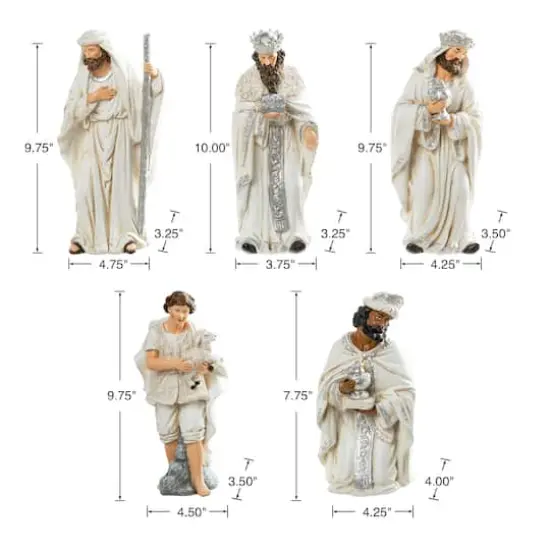 Glitzhome&reg; Ivory Resin Nativity Figurine Set {7}