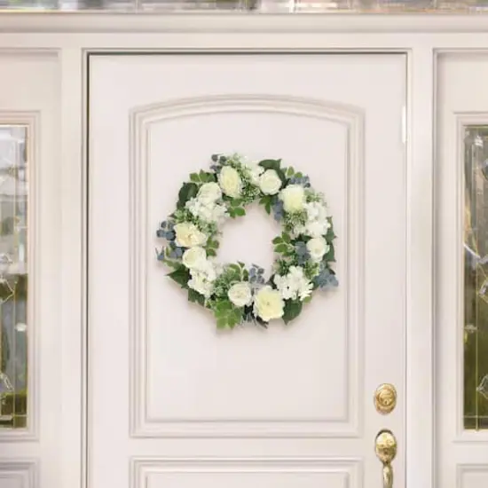26" Artificial Peony, Hydrangea & Rose Floral Spring Wreath {6}