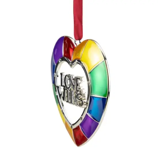 3" Faceted Love Wins Pride Heart Ornament with European Crystals {4}