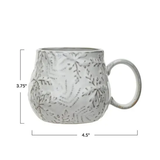 Hello Honey&reg; 16oz. White Snowflake Embossed Stoneware Mug {4}